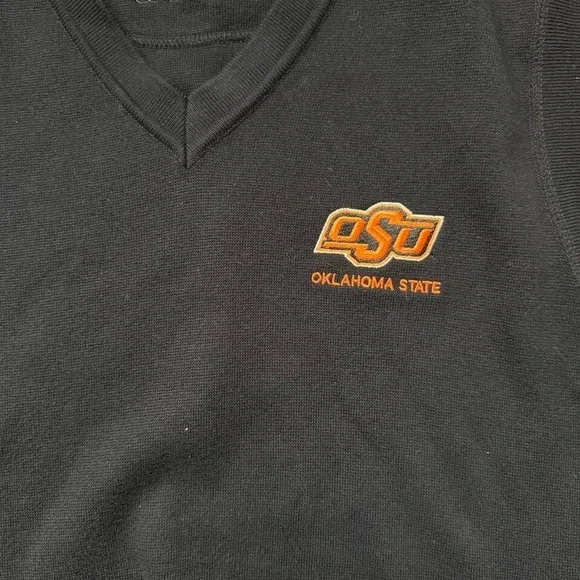 Cutter & Buck‎ Oklahoma State Vest Mens Medium Black OSU Logo Knit Sweater - Picture 4 of 6
